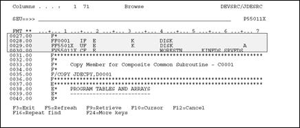 AS/400 F-Spec Example