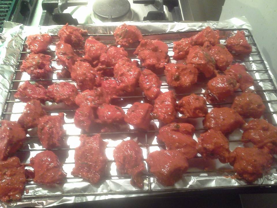 Chicken Tikka Cooking on the Grill