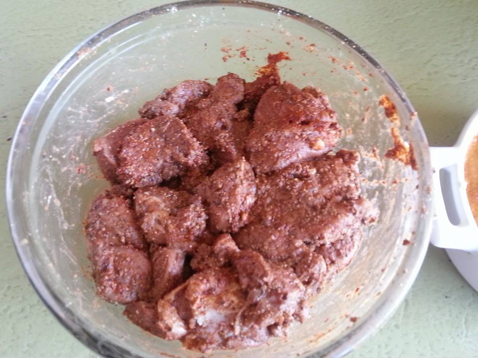 Chicken Pieces Marinating in Tikka Spices